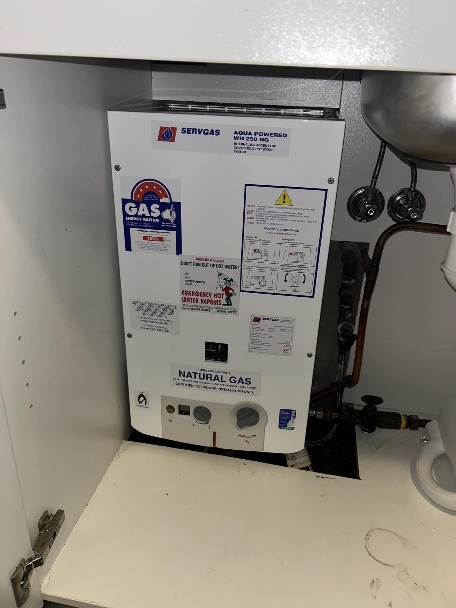 Servgas hot water system repairs Sydney