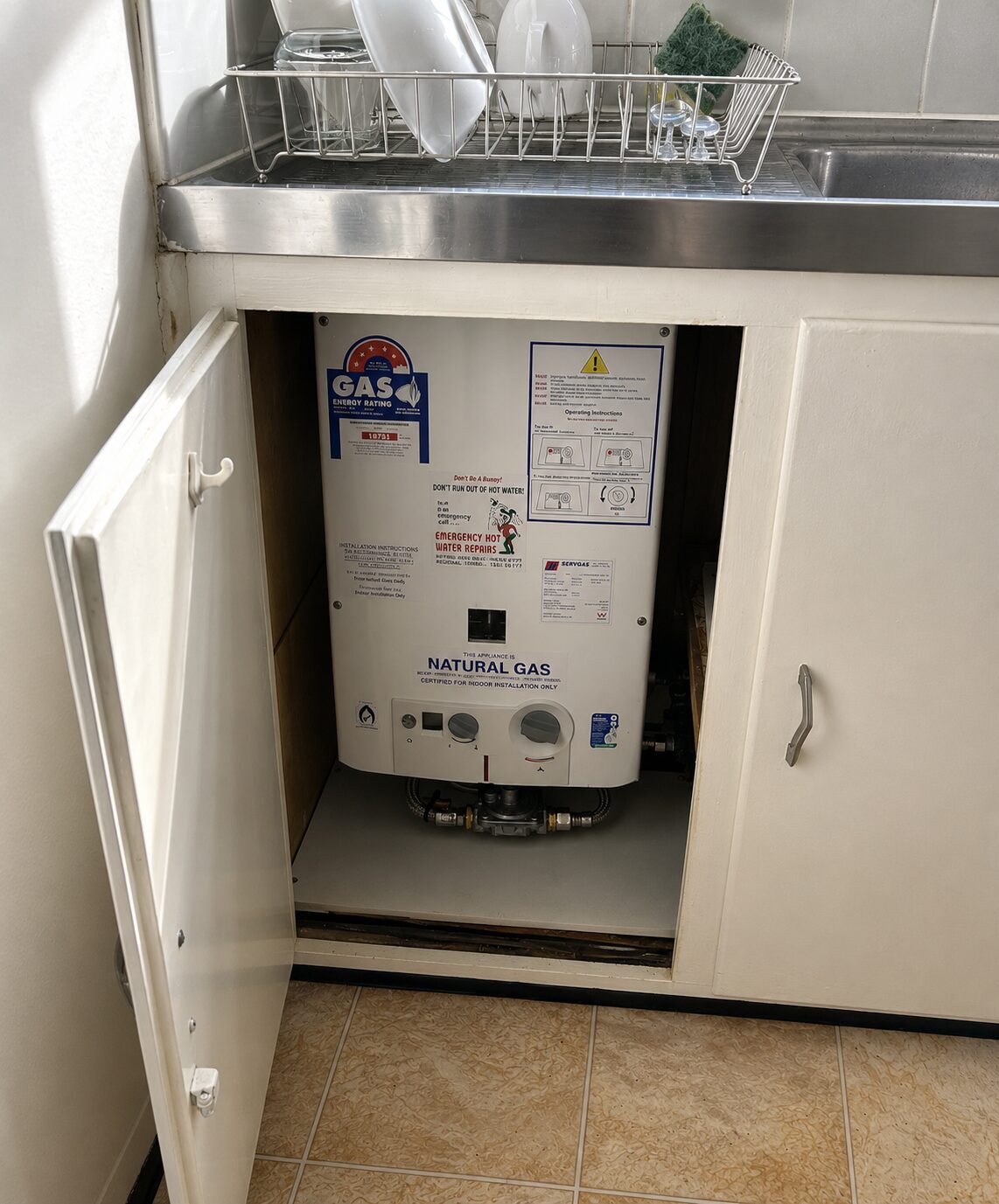 Servgas continuous flow hot water system installed in Summer Hill