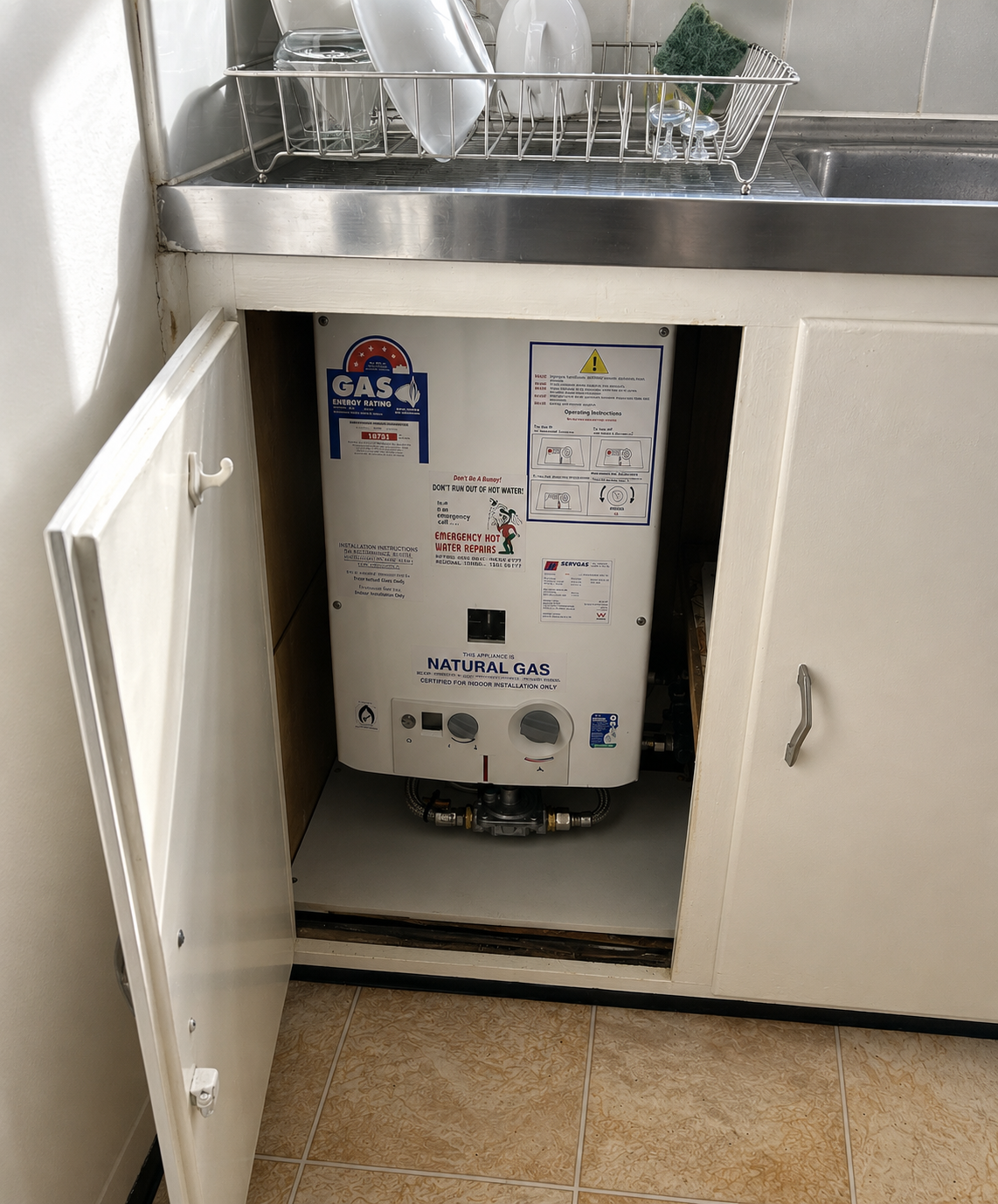 Servgas continuous flow hot water system installed in Summer Hill