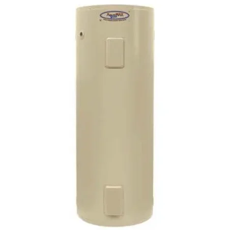 Aquamax 992400G8 400 L Twin Element Hot Water System, beige cylindrical shape.