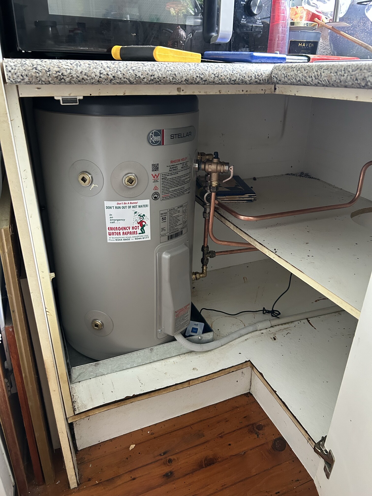Emergency Hot Water Repairs technician with a new hot water system in North Bondi