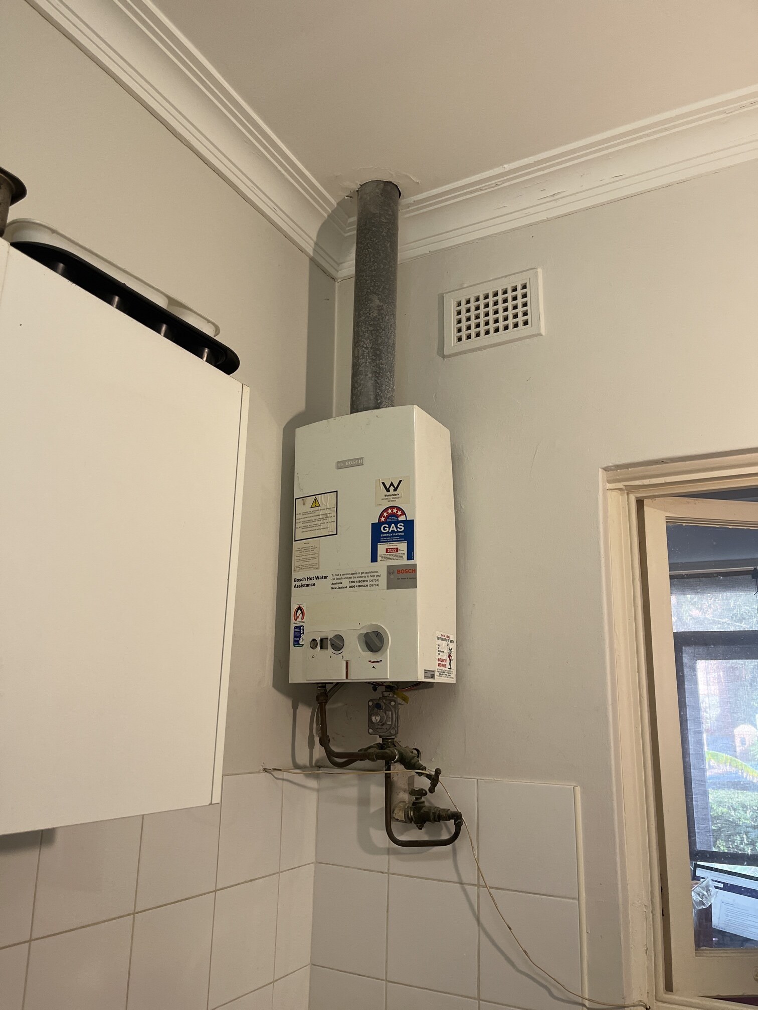 Emergency Hot Water Repairs technician with a new hot water system in Burwood