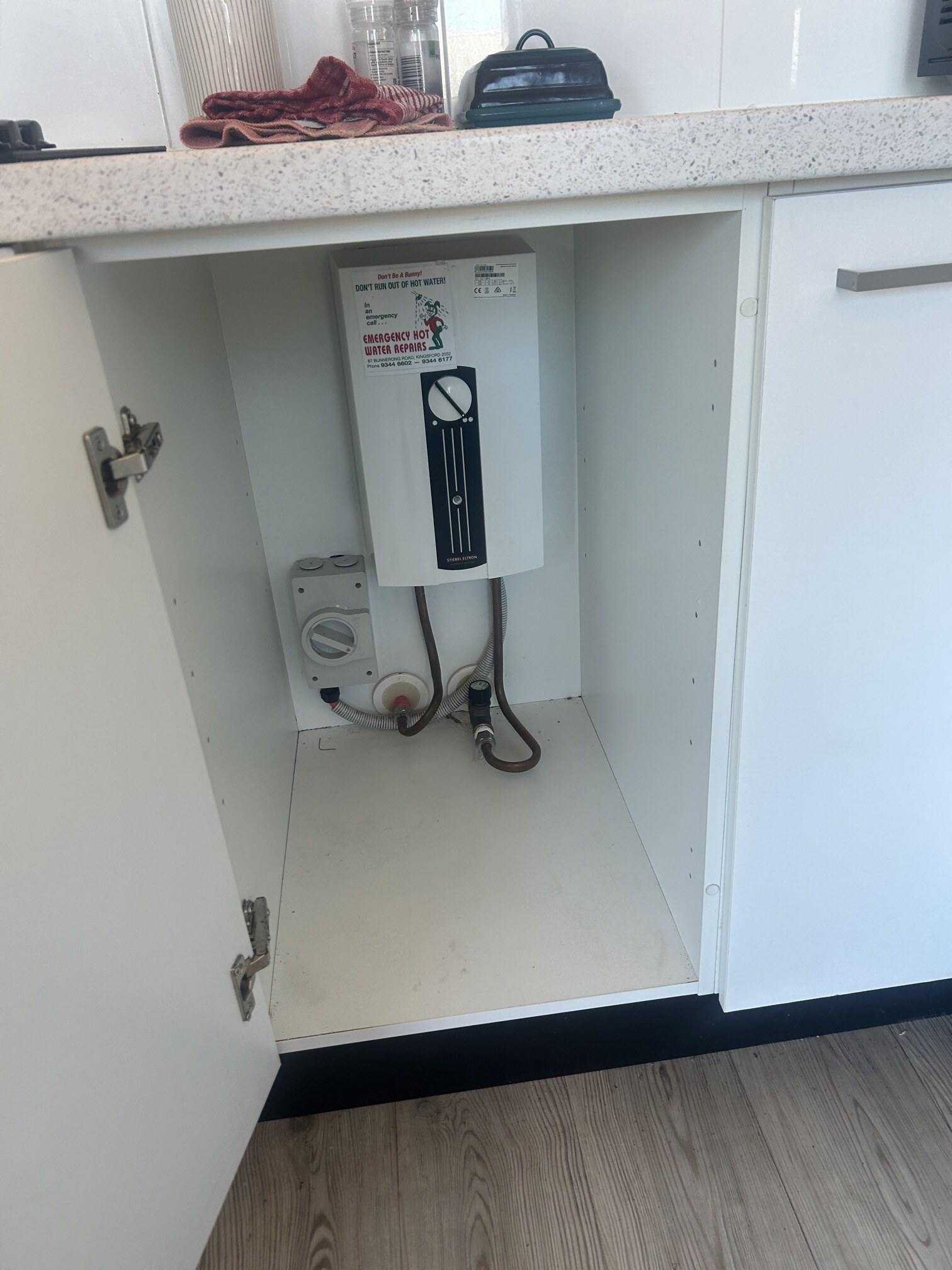 Emergency Hot Water Repairs technician with a new hot water system in Clemton Park