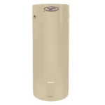 Aquamax 991315 vertical hot water system, beige cylinder, 315 liters capacity.