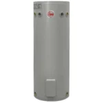 Rheem 491125 Hot Water System, 125 L capacity, gray cylindrical tank with logo.