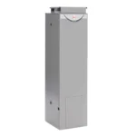 Rheem 347135 135 L Gas External Hot Water System, metallic finish with company logo visible.